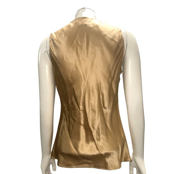 Transitions Silk S Gold Satin Shine Sleeveless Tank Top Scoop Neck Blouse Cami - Picture 6 of 11